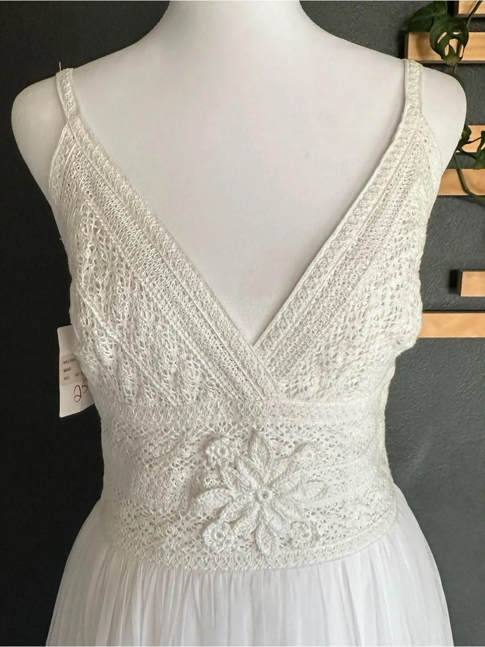 With Grace Ivory Lace Tulle Midi Dress NWT $800 Boho Bridal Anthro style Sz 8 - Picture 6 of 11